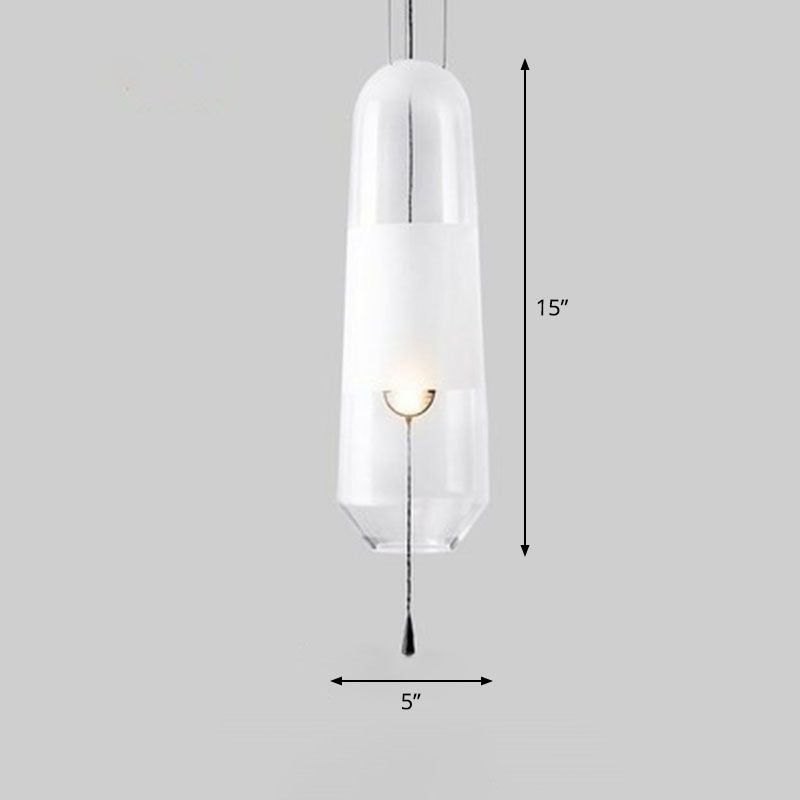 Nordic Elliptical Suspension Light Glass 1 Bulb Dining Room Ceiling Pendant Lamp with Pull Chain
