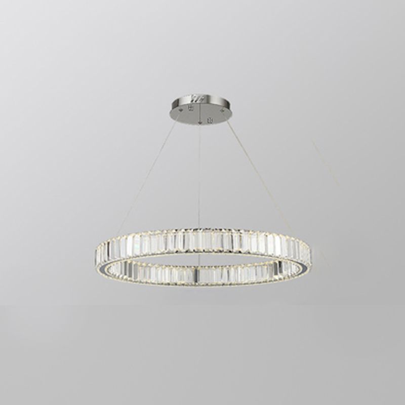 Modern Simple LED Chandelier Crystal Circular Pendant Light for Bedroom
