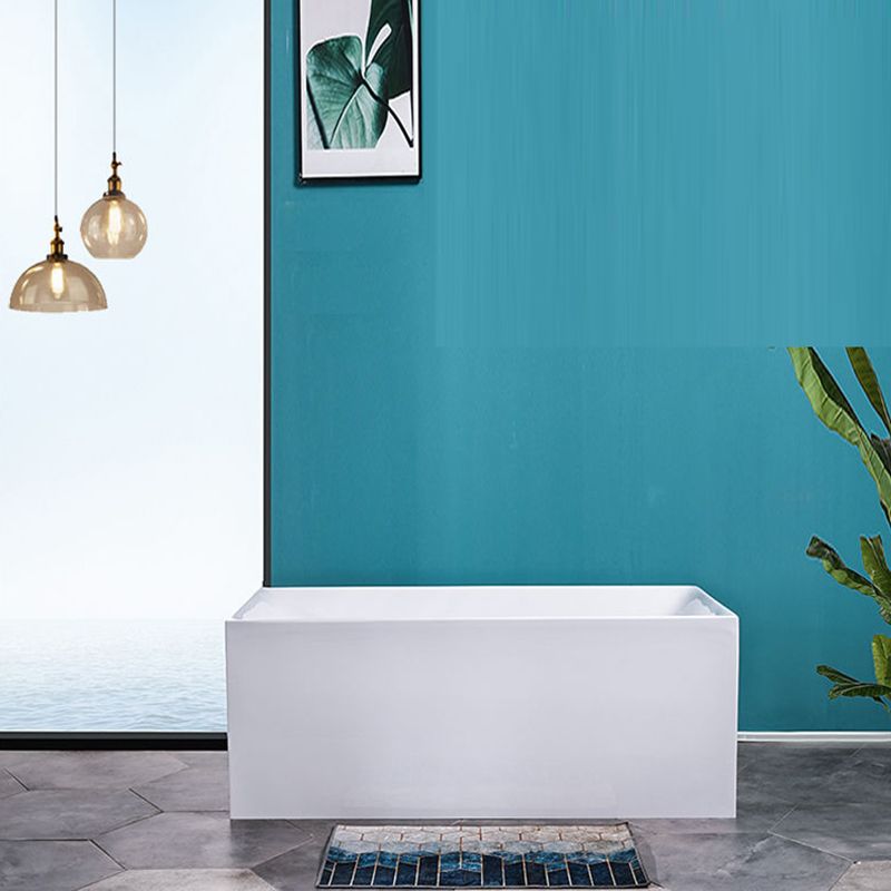 Acrylic Soaking Bathtub White Rectangular Back to Wall Bath Tub