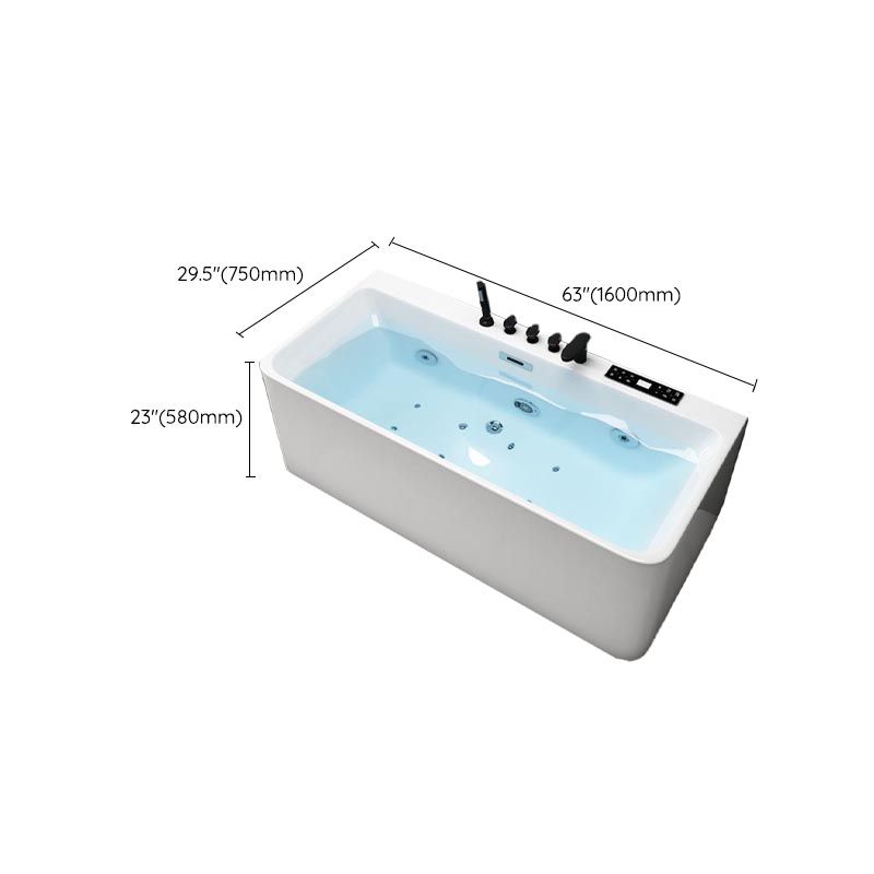 Modern Rectangular Bath Tub with Drain and Overflow Trim Bathtub