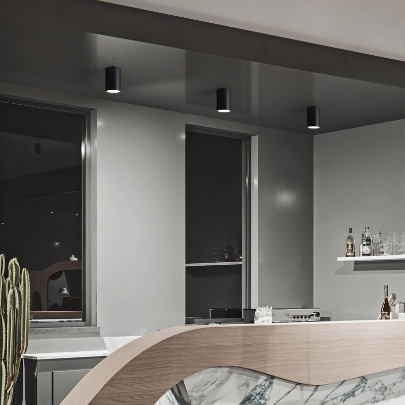 Plafonnier LED en aluminium de style concis et moderne, montage encastré cylindrique pour lieu commercial