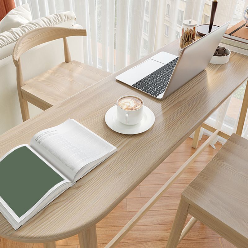 Modern Style Solid Wood Bar Table Natural Colour Fixed Bistro Bar Desk for Living Room