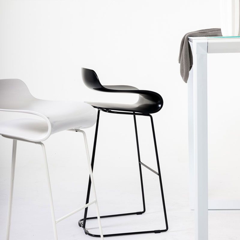 Nordic Stainless Steel Simple Barstool Low Back Indoor Tall Stool with Plastic Seat