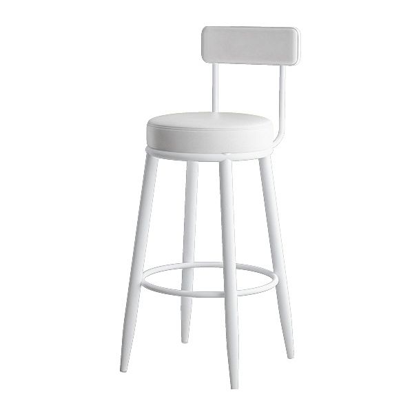 Nordic Style Backrest Counter Stool Iron Cafe Bar Stool with Leather Cushion and Pedal