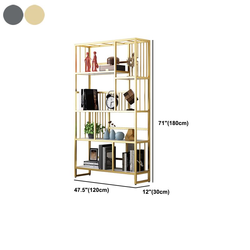 12.2"Wide Standard Bookcase with Multi Shelves in Gold Bookcase for Living Room