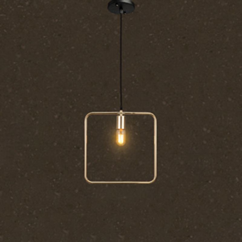 Metal Geometric Pendant Light Fixture Loft-Style Restaurant Hanging Light Fixture in Gold