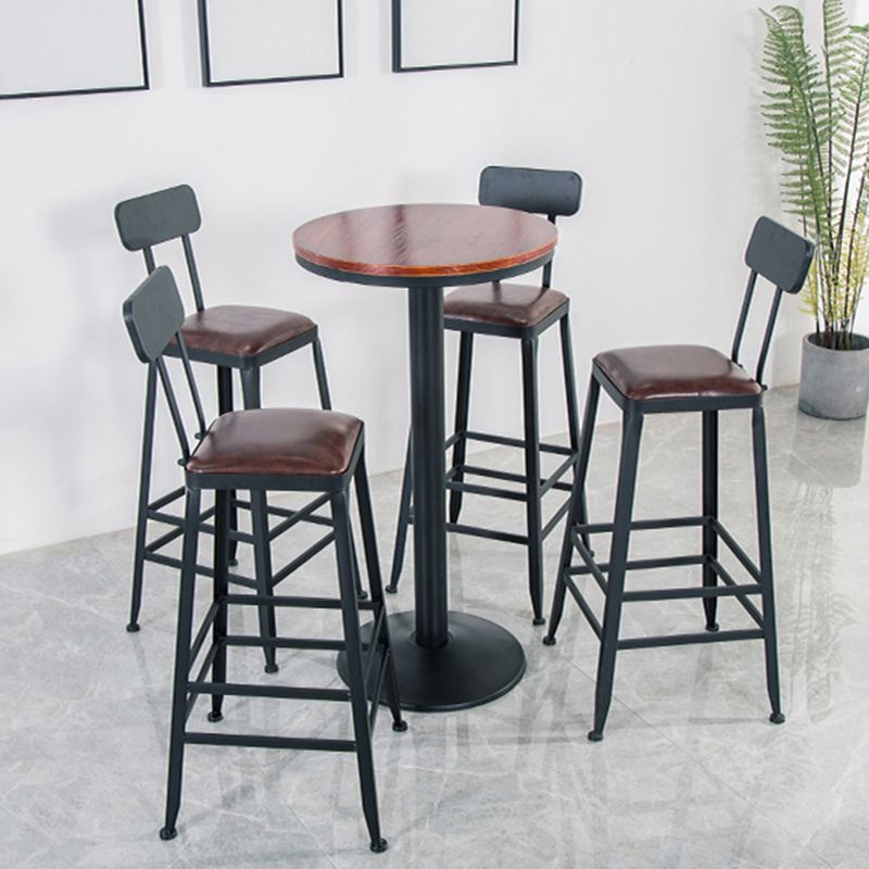 Modern Style Metal Bar Stool with Footrest and Low Back Bistro Simple Bar Stool