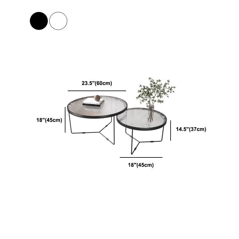 Modern Style Round Toughened Glass Table with Metal Cross Legs Coffee Table