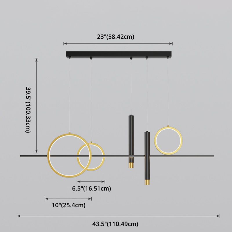 Modern Linear Island Chandelier Lights Metal Pendant Light Kit