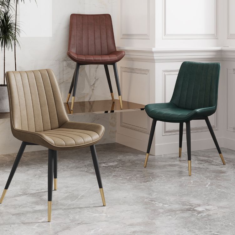 Silla auxiliar de cuero escandinava para sala de estudio Sillas de comedor Parsons con acabado mate