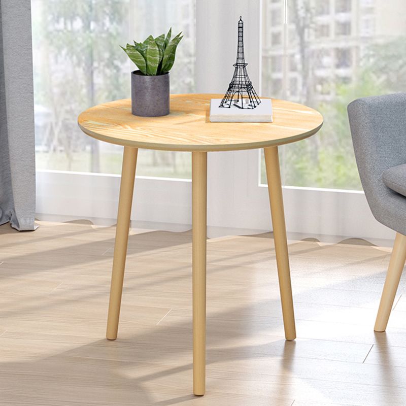 Contemporary Round Wooden Coffee Table 3 Legs Cocktail Table