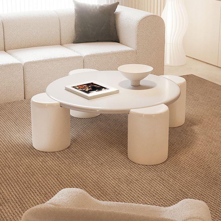 Modern Round Solid Wood Coffee Table with 4 Legs Coffee Or End Table