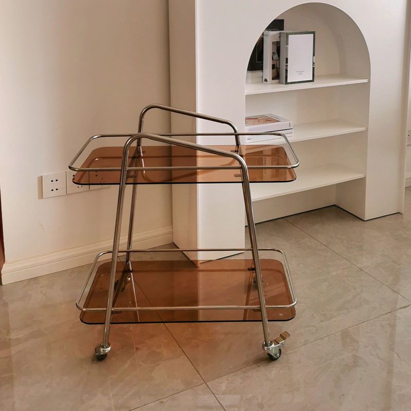 Contemporary Double Tier Rectangular with Storage Glass End Table