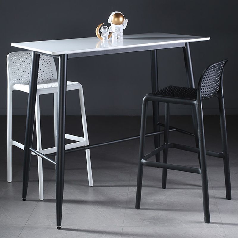 Indoor Modern Rectangle Trestle Bar Dining Table with Metal Legs