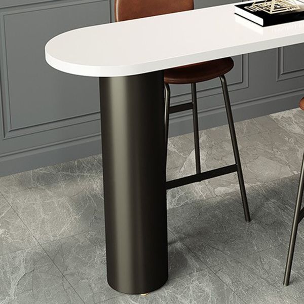 Contemporary White Wood Bar Table Double Pedestal Bar Dining Table