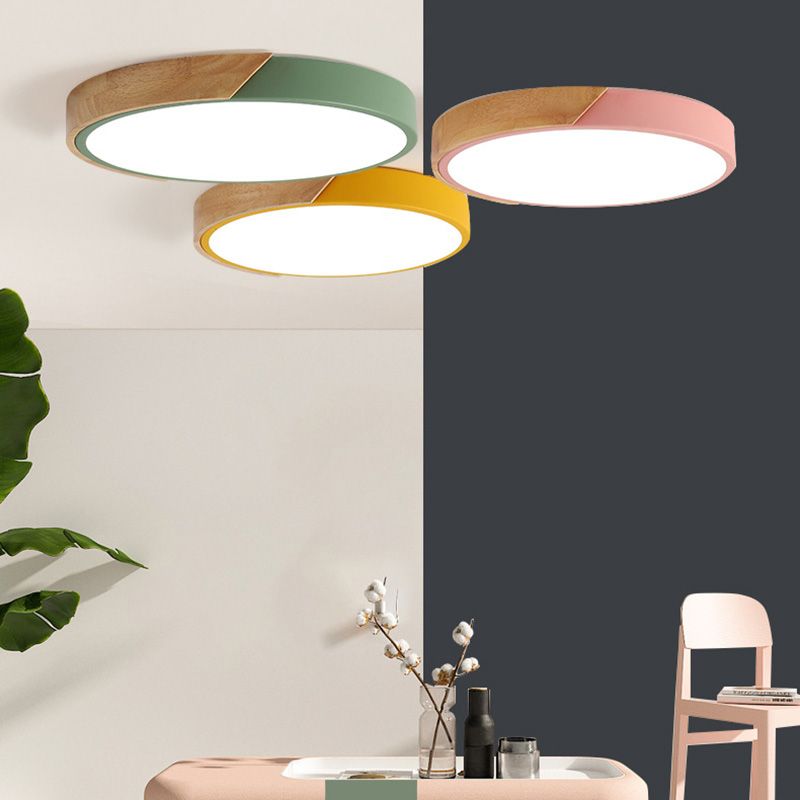 Plafonnier LED de style Macron avec cadre en métal et bois, plafonnier pour chambre d'enfant