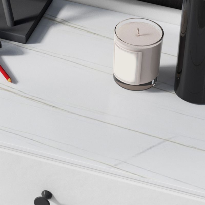 Modern White Stone Vanity Makeup Dressing Table Stool Set - 31.5"/39.37"/47.24" W