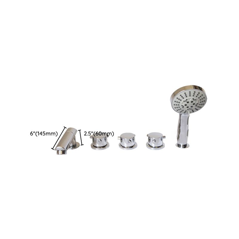 Deck Mounted Copper Roman Tub Faucet Low Arc Roman Tub Faucet Set in Chrome