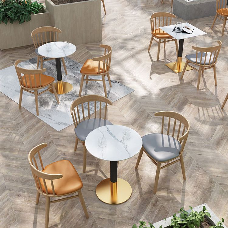 Sintered Stone Top Dining Table Industrial Kitchen Table with Metal Base in Black