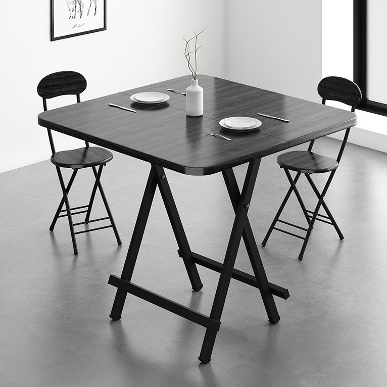Modern Style Compact Wood Top Dining Set with 4 Black Metallic Legs Base for Dining Furniture