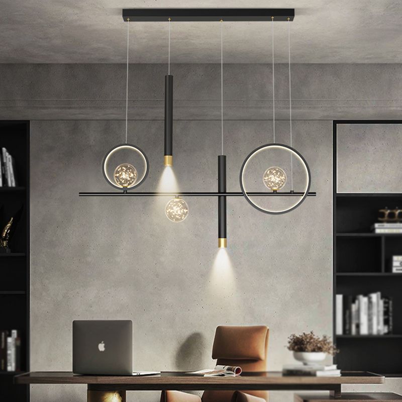 Contemporary Style Geometry Island Lighting Ideas Metal 7- Light Island Pendant Lights