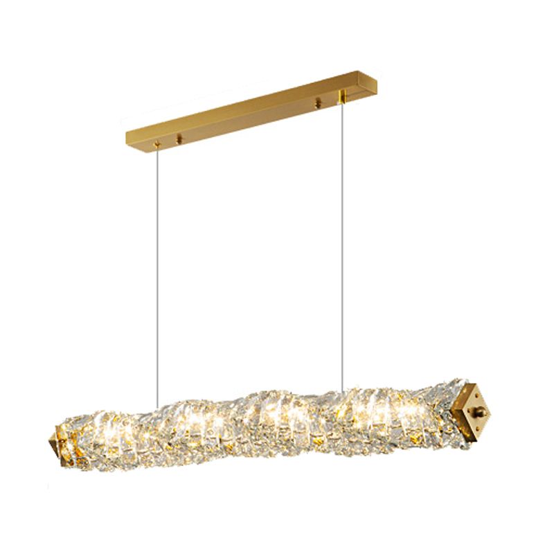 Single Modernism Golden Ceiling Light Crystal Kitchen Island Lighting