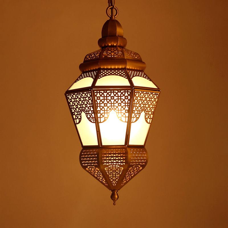 Brass 2 Lights Hanging Ceiling Light Arab Style Metal Lantern Chandelier Lighting for Coffee Shop