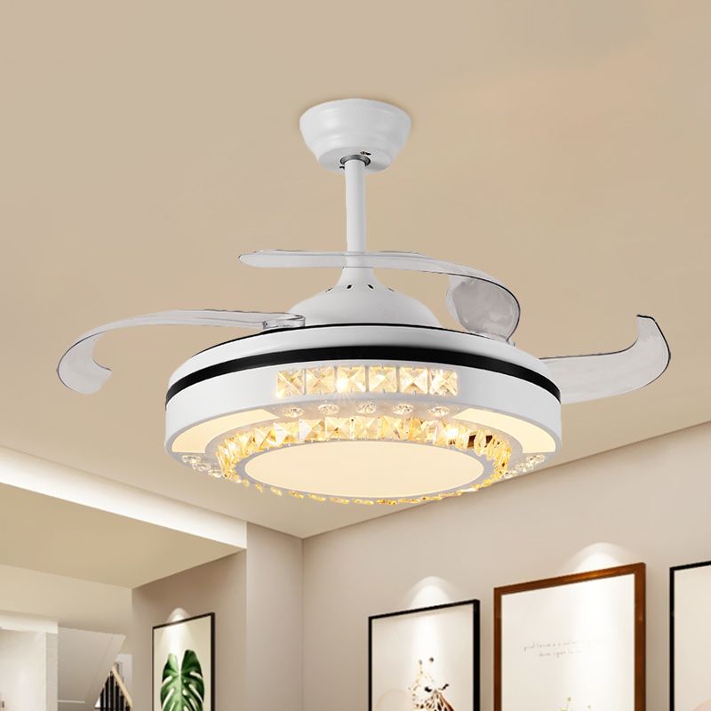 Handgeschnittenes kristallroundes Halbflush Mount Moderne 19 "W LED LED LED LED LEGENLICHE LABER Leuchte mit 4 Klingen