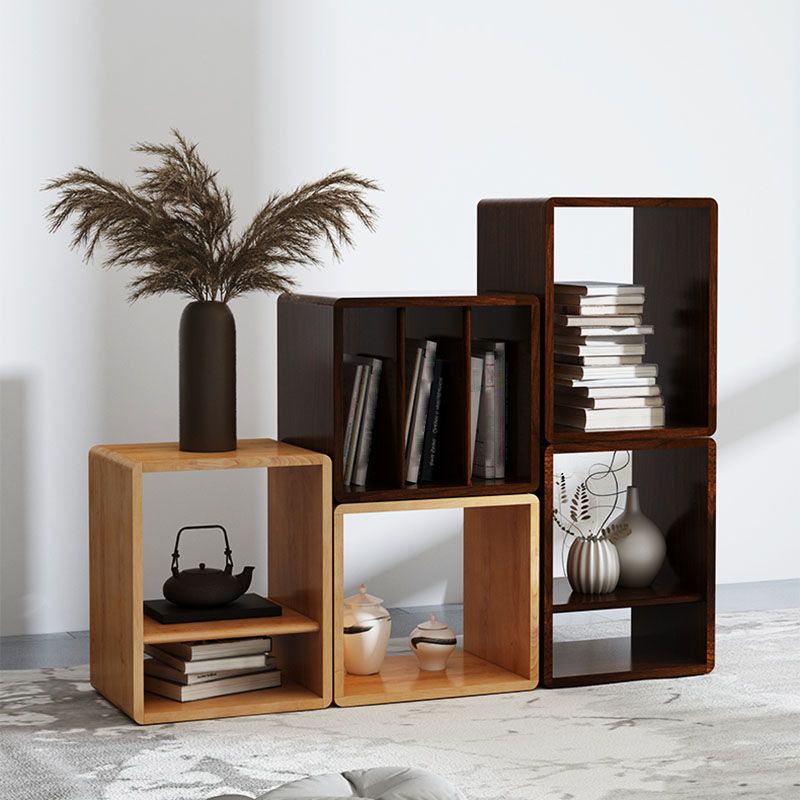 Open Back Cube Bookshelf Wood Contemporary Bookcase for Home