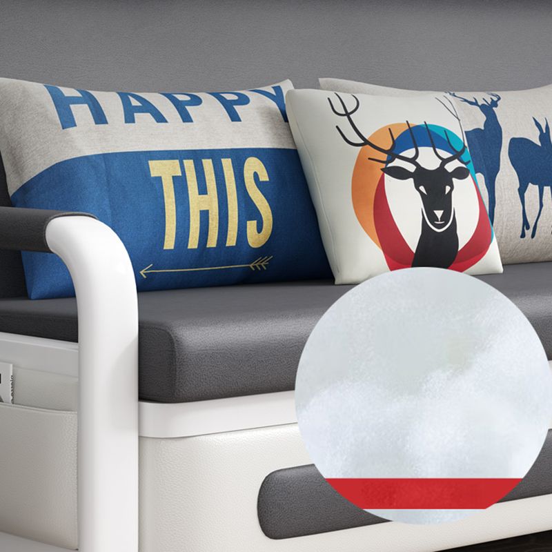 Square Arms Convertible Sofas Faux Leather Foldable Sleeper Sofa