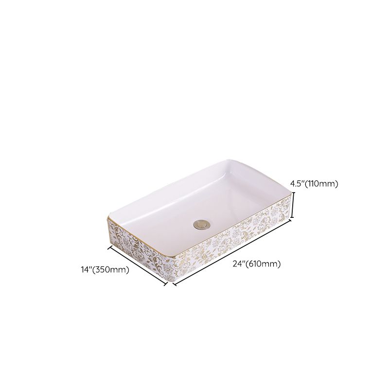 Traditional Vessel Sink Oval Porcelain with Pop-Up Drain Vessel Lavatory Sink