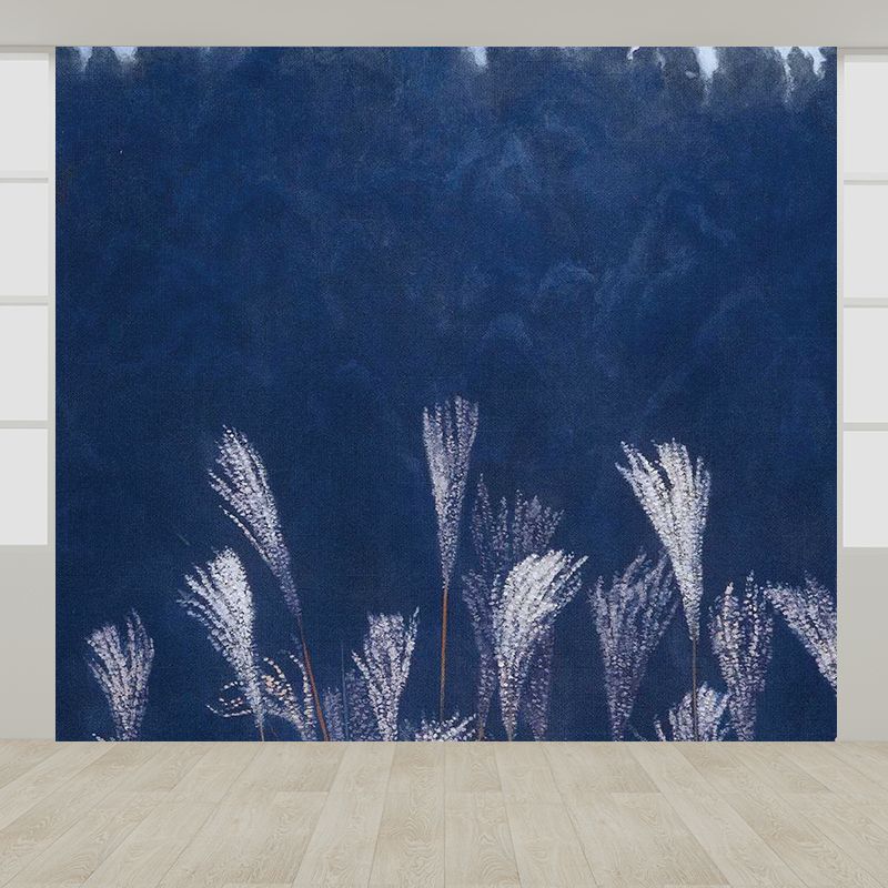 Big Woodland Mural for Kitchen Botanical Print Wall Decor in Blue, Stain Resistant