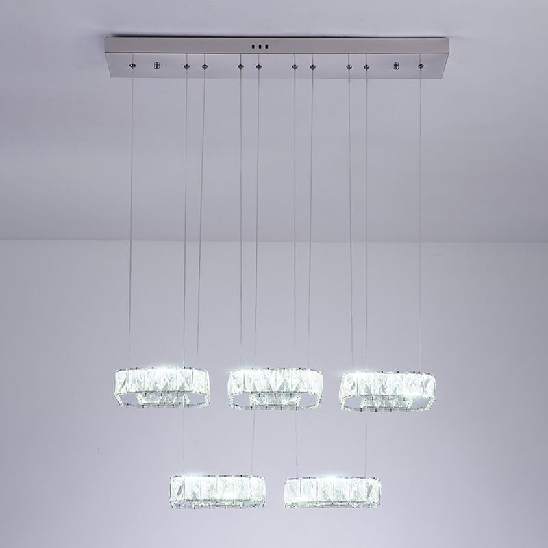Luz de colgante cuadrado Luminación de la isla de cocina contemporánea con sombra de cristal