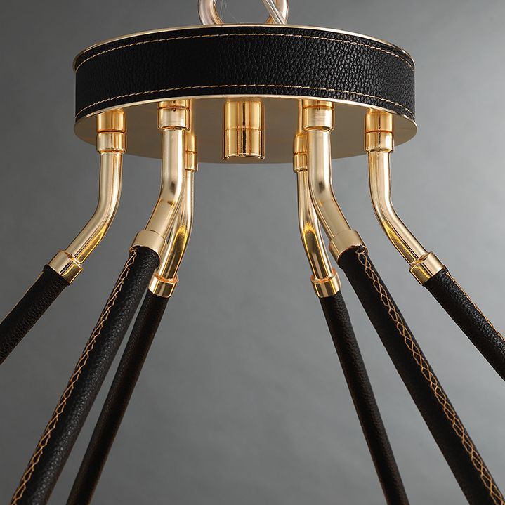 Minimalistische kreisförmige LED-LED-Kristallkristall Wohnzimmer Decke Anhänger Licht in Schwarzgold