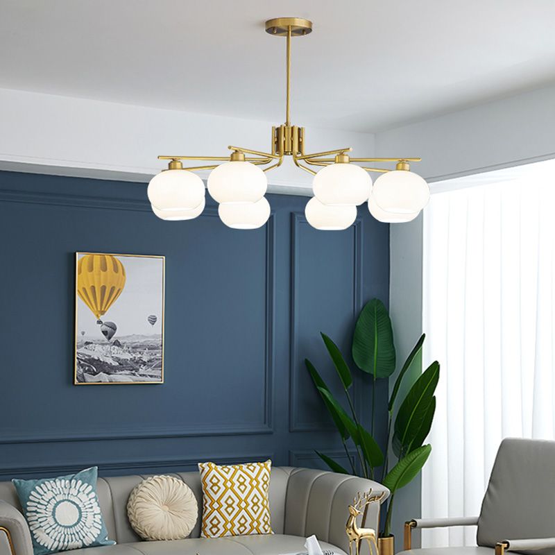 Araña de la esfera lámpara de vidrio de ópalo blanca esmerilado para comedor para comedor