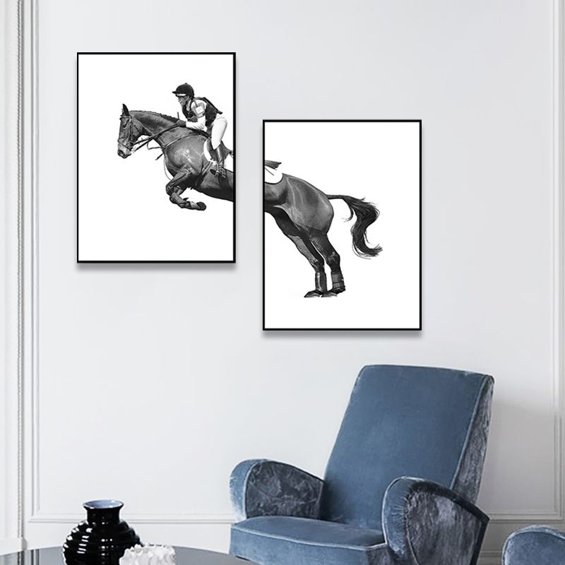 Horseback Riding Woman Canvas Textured Contemporary House Interior Wall Art Decor