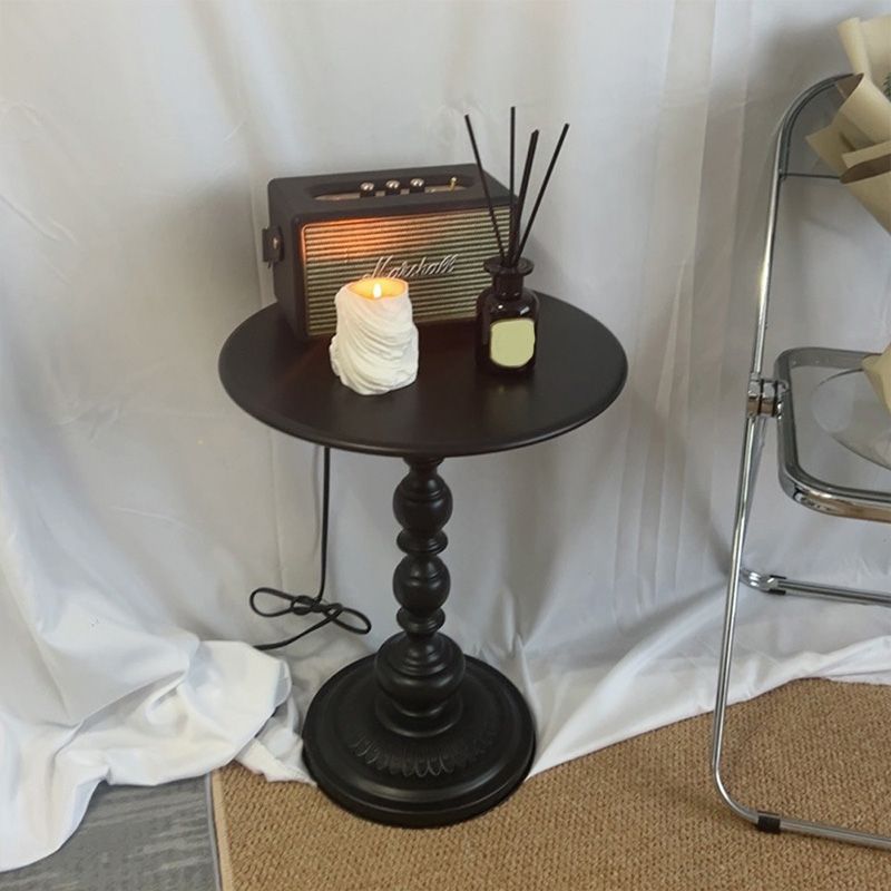 Side Table Metal Pedestal Table Round Mid-Century Living Room