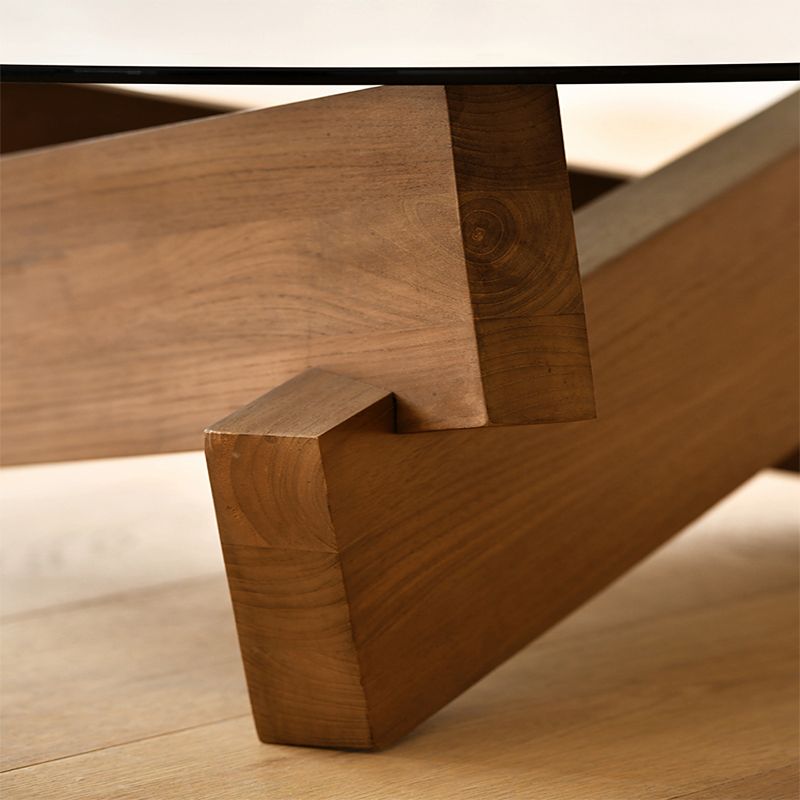 Contemporary Cross Legs Coffee Table 1 Single Wood Cocktail Table