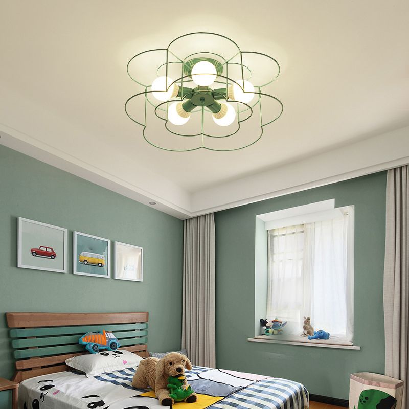 5 Blub Plafonnier Style Macron Cadre En Métal Semi Encastré Pour Chambre Fille Garçon