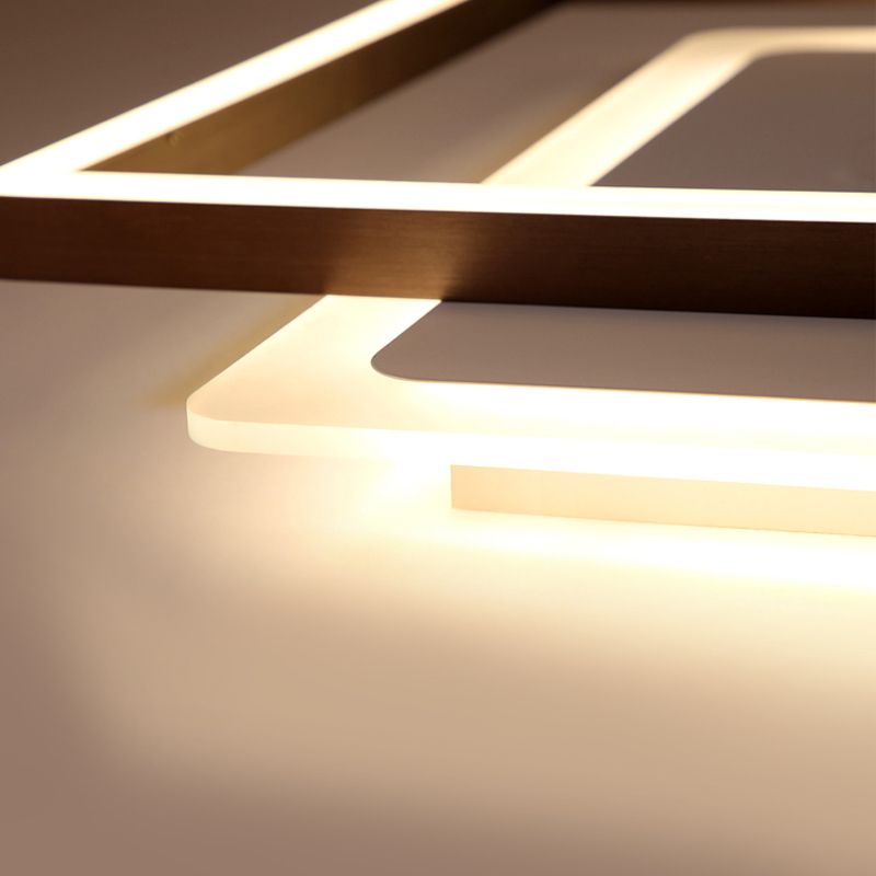 16.5"/20.5"/24.5" Wide Rectangular Flush Lamp Modern Acrylic LED Coffee Flush Mount Lighting Fixture in Warm/White Light