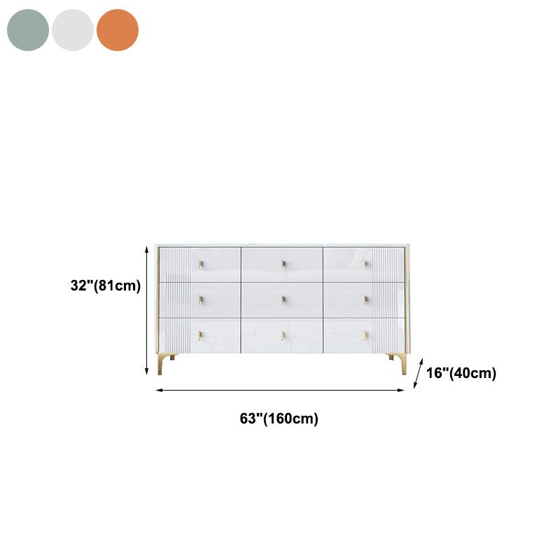 Modern Stone Top Dresser Horizontal Storage Chest with Drawer for Bedroom