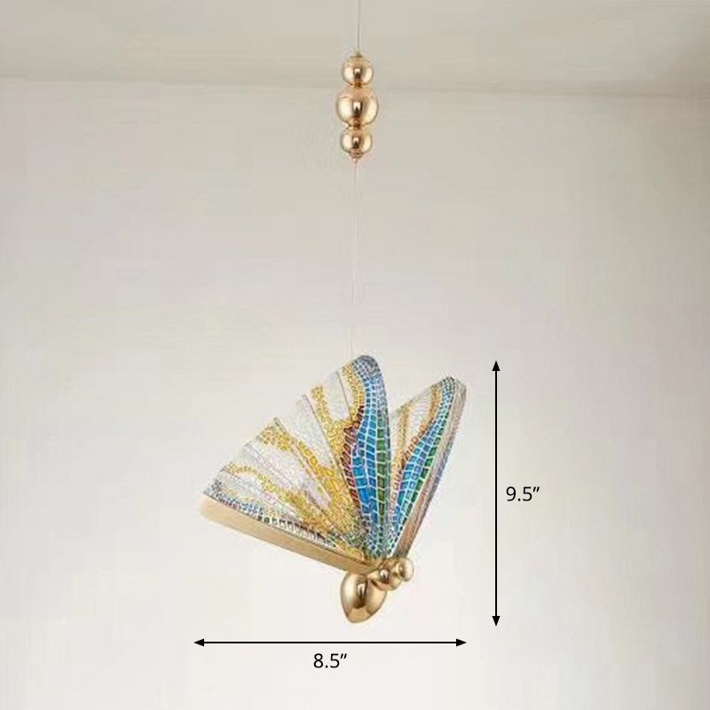 Acrylic Butterfly Suspension Lighting Art Deco LED Pendant Light Fixture for Bedroom
