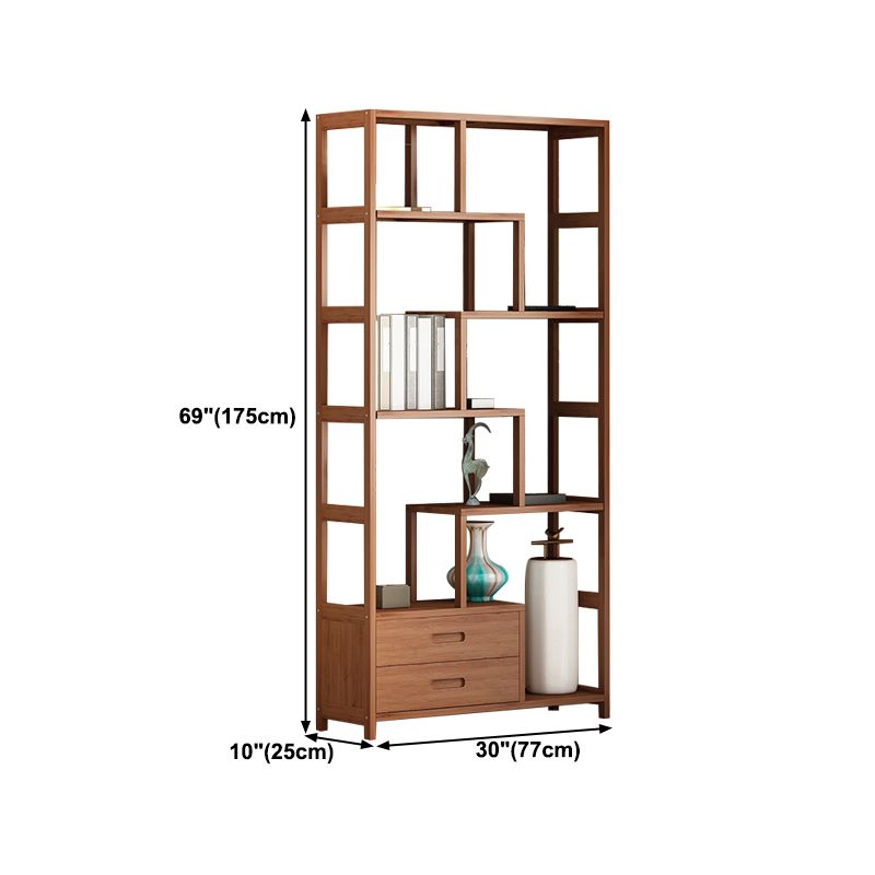 Etagere Shelf Bookcase Brown Vertical Bookshelf for Home Office