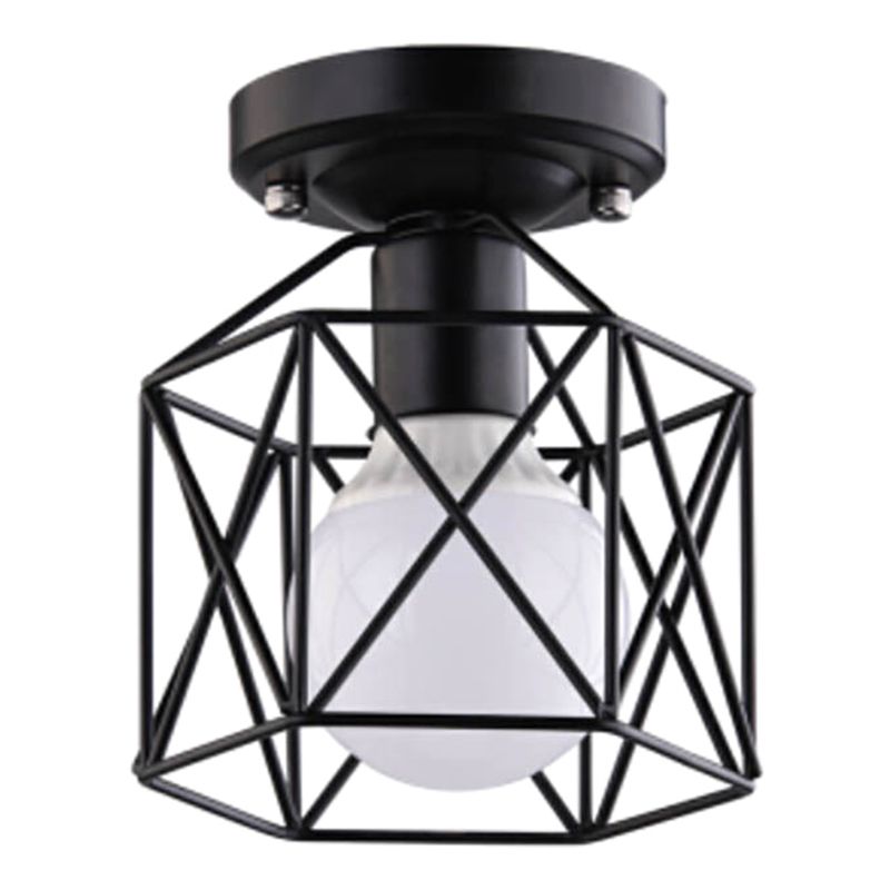 1 Light Semi Flush Chandelier Retro Industrial Style Metal Ceiling Mount Light Fixture for Hallway