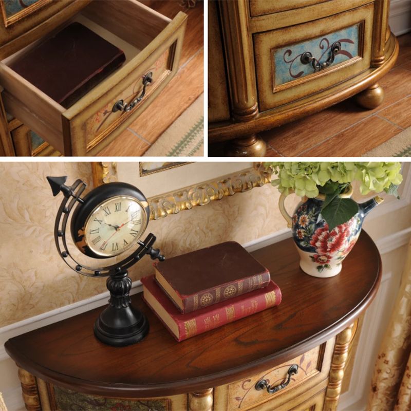 Industrial Solid Wood Cabinet with Drawers and 2 Doors Bombe Cabinet