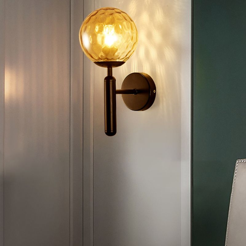 Modern Metal Wall Sconce Ball Shape Vanity Light with Glass Shade for Bathroom