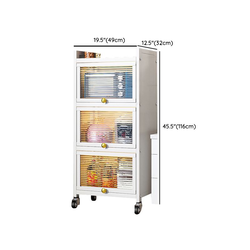 white Metallic Buffet Sideboard 12.6-inch wide Dining Server with wheels