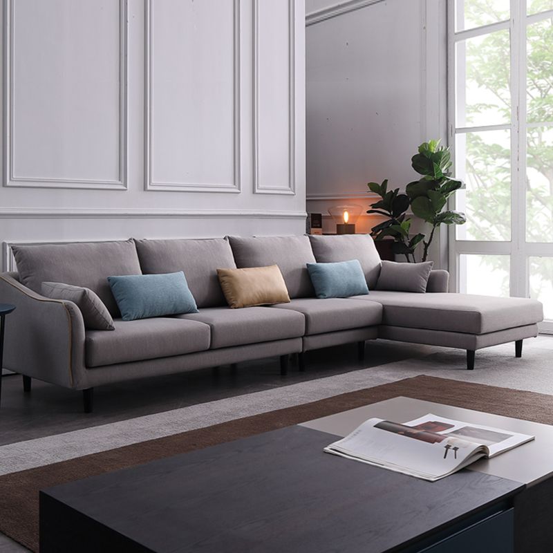 64" Wide Scandinavian Sectional Sofa Cushion Back Grey Sectionals