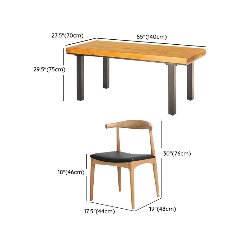 Light Brown Wood Dining Set 1/2/5 Pieces Industrial Dinette Set with Wooden Chairs