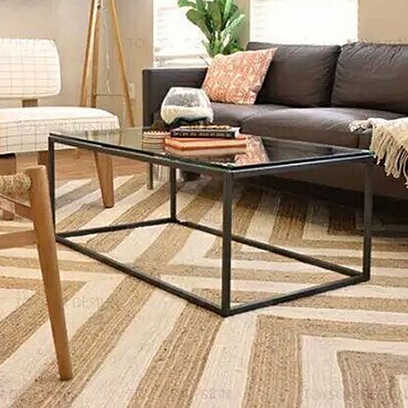 Contemporary Rectangular Glass Frame Base Coffee Cocktail Table